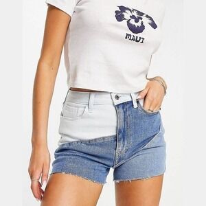 Hollister Denim Shorts 24 Ultra High Rise Mom Short Vintage Straight Patchwork
